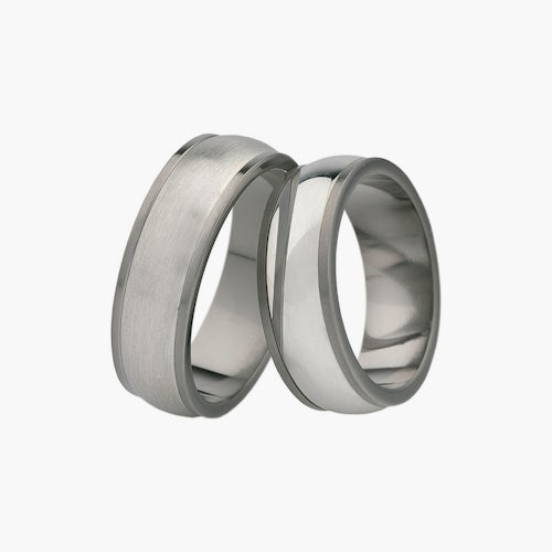 Obrączki ślubne: tytan, srebro, półokrągłe, 7 mm